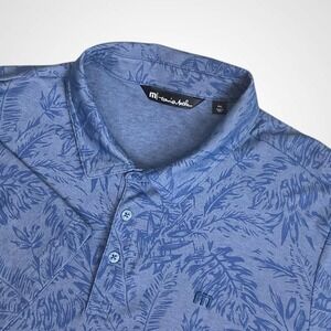 Travis Mathew Polo Shirt Mens 2XL Blue Tropical Golf Performance Short Sleeve